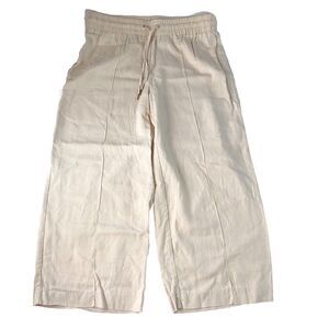 Anne Klein Women’s Wide Leg Capri Linen Blend Drawstring Waist Pants 32 In Waist
